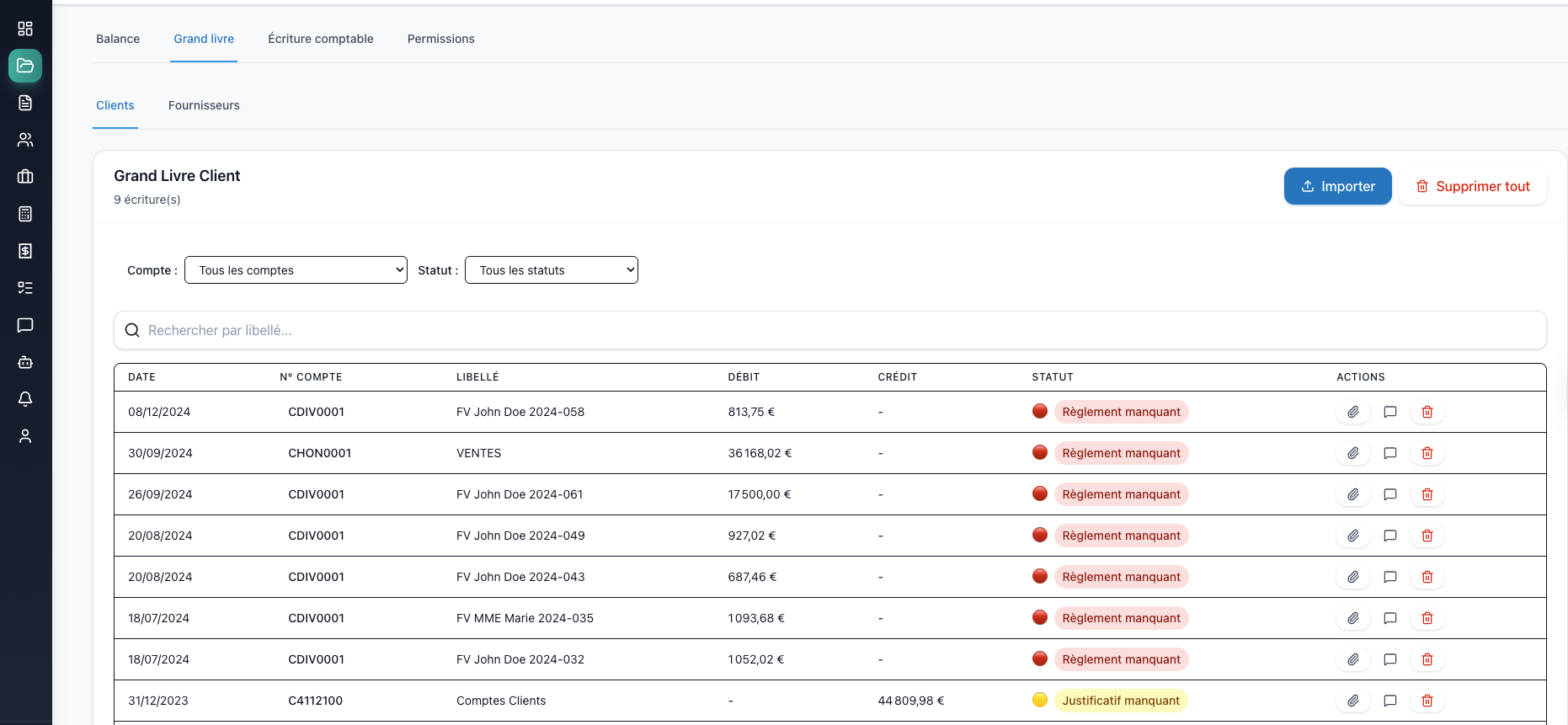 Interface Grand Livre